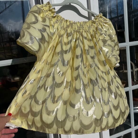 Anthropologie Delfi Collective Silk Metallic Blouse NWT - Picture 2 of 11